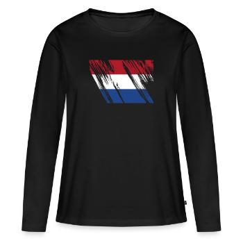 Pays-Bas Pavillon - T-shirt manches longues Premium bio Femme - noir - Devant - Julia (174cm)