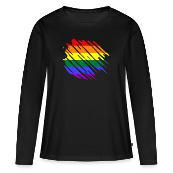 Drapeau arc-en-ciel LGBT - T-shirt manches longues Premium bio Femme - noir - Devant - Julia (174cm)