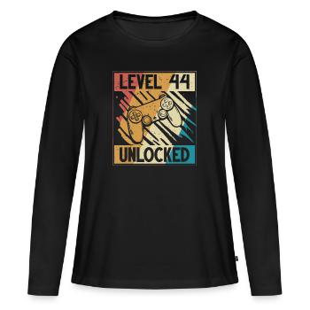 44e anniversaire gamer 44 ans - T-shirt manches longues Premium bio Femme - noir - Devant - Julia (174cm)