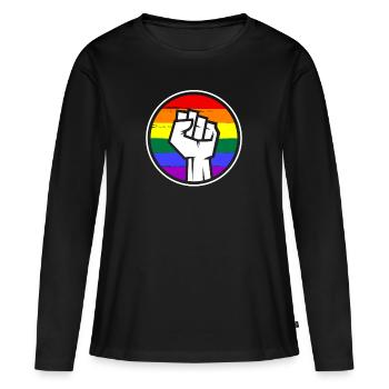 LGBT - Frauen Premium Bio Langarmshirt - Schwarz - Vorne - Julia (174cm)