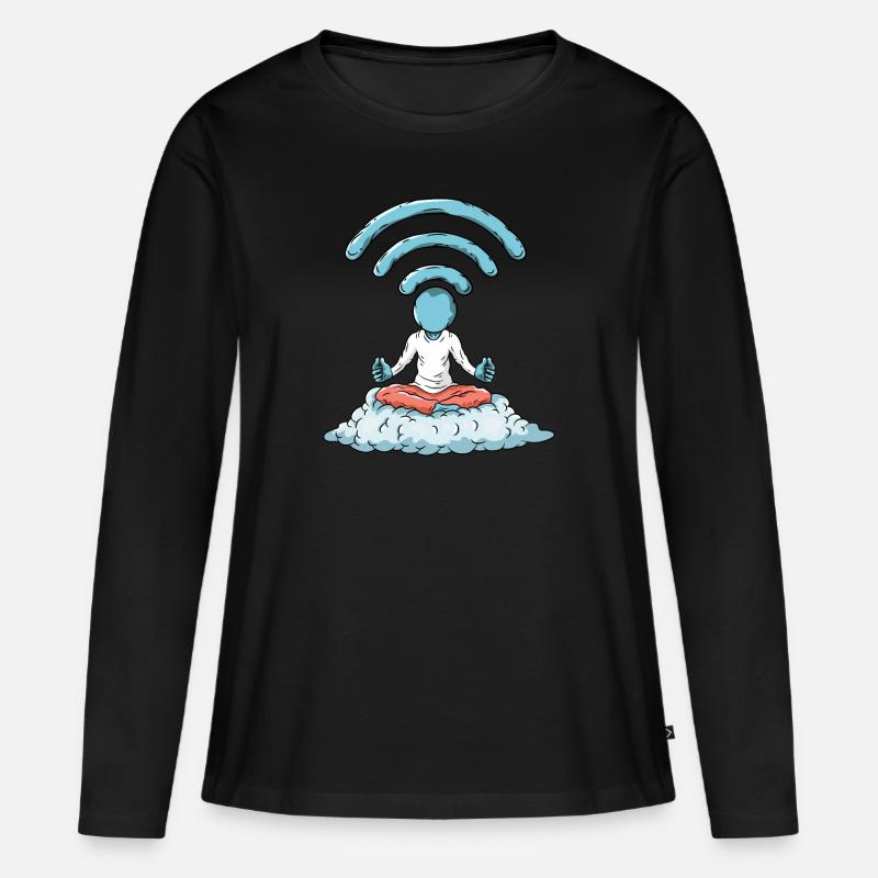 Nerd WiFi Computer - Frauen Premium Bio Langarmshirt - Schwarz