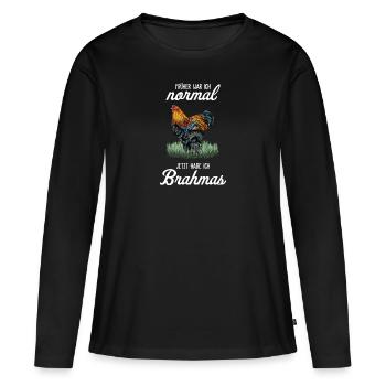 Brahma Poulet I Poule Oeuf Coq Motif pour les éleveurs de poulet - T-shirt manches longues Premium bio Femme - noir - Devant - Julia (174cm)