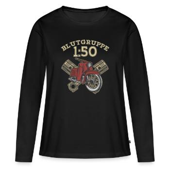 Blutgruppe 1:50 KR51 Schwalbe Vintage Retro Moped - Frauen Premium Bio Langarmshirt - Schwarz - Vorne - Julia (174cm)