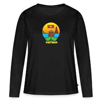 Vietnam I Hanoi Scooter Pho Bo Travel Motive for - Women's Premium Organic Long Sleeve Shirt - black - Front - Julia (174cm)