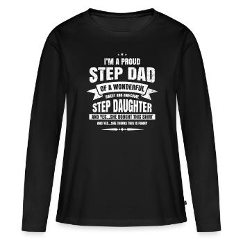 Beau-père Beau-père Beau-père Beau-père - T-shirt manches longues Premium bio Femme - noir - Devant - Julia (174cm)
