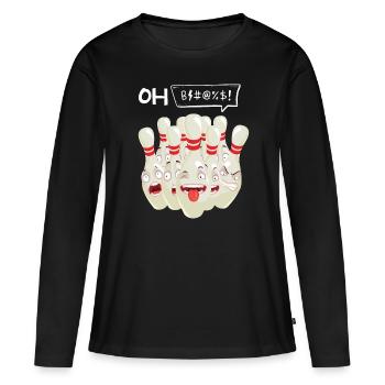 Conception de bol pour les joueurs de bowling Sportifs - T-shirt manches longues Premium bio Femme - noir - Devant - Julia (174cm)