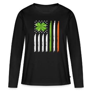 St Paddys St Patricksday St Patrick Day - T-shirt manches longues Premium bio Femme - noir - Devant - Julia (174cm)