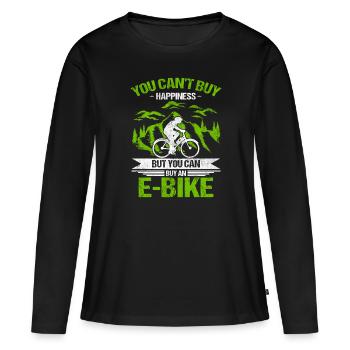 Vous ne pouvez pas acheter du bonheur, mais vous pouvez acheter un vélo électrique - T-shirt manches longues Premium bio Femme - noir - Devant - Julia (174cm)