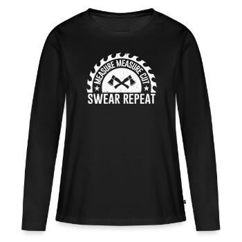 Mesure Mesure Coupe Jure Répéter Conception pour - T-shirt manches longues Premium bio Femme - noir - Devant - Julia (174cm)