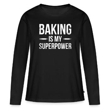 La cuisson est mon superpouvoir pour la cuisson ou la cuisson - T-shirt manches longues Premium bio Femme - noir - Devant - Julia (174cm)