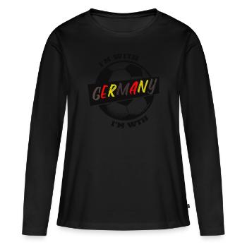 Équipe nationale de football Je suis avec l’Allemagne - T-shirt manches longues Premium bio Femme - noir - Devant - Julia (174cm)