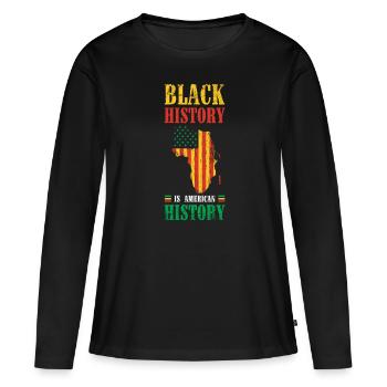 Schwarze Geschichte Ist Amerikanische Geschichte - Frauen Premium Bio Langarmshirt - Schwarz - Vorne - Julia (174cm)