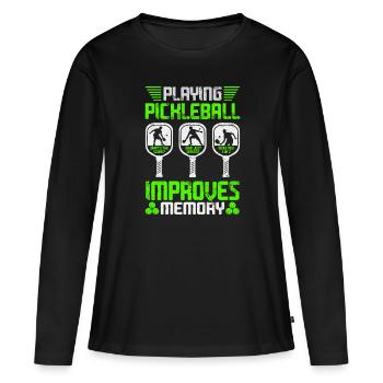 Jouer au pickleball améliore la mémoire - T-shirt manches longues Premium bio Femme - noir - Devant - Julia (174cm)
