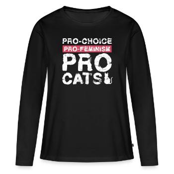 Pro Choice Pro Féminisme Pro Cats Design Pour - T-shirt manches longues Premium bio Femme - noir - Devant - Julia (174cm)