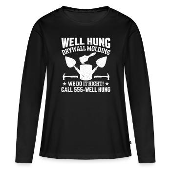 Bandes de cloisons sèches bien suspendues Nous le fabriquons - T-shirt manches longues Premium bio Femme - noir - Devant - Julia (174cm)