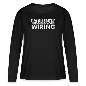J’évalue tacitement votre câblage pour - T-shirt manches longues Premium bio Femme - noir - Devant - Julia (174cm)