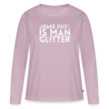 La poussière de frein est une conception à paillettes d’homme pour la mécanique - T-shirt manches longues Premium bio Femme - rose poudré - Devant - Julia (174cm)