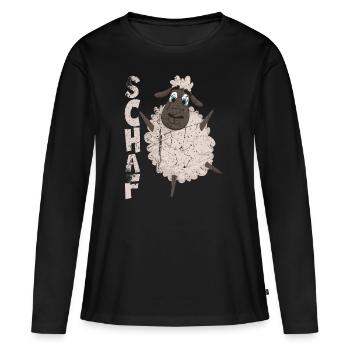 Schafe braucht der Schäfer, lustiges Schaf - Frauen Premium Bio Langarmshirt - Schwarz - Vorne - Julia (174cm)