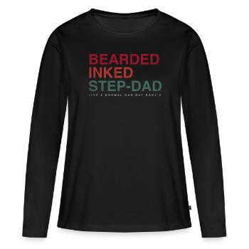 Beau-père Beau-père Beau-père » - T-shirt manches longues Premium bio Femme - noir - Devant - Julia (174cm)