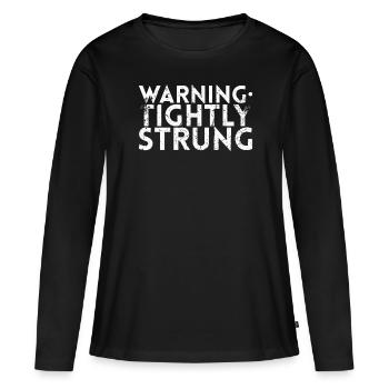 Avertissement Conception étroitement tendue pour les fans de tennis - T-shirt manches longues Premium bio Femme - noir - Devant - Julia (174cm)