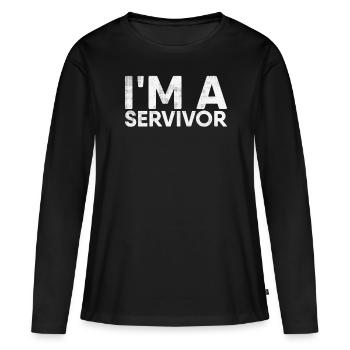 Je suis un serviteur pour les joueurs de badminton ou - T-shirt manches longues Premium bio Femme - noir - Devant - Julia (174cm)