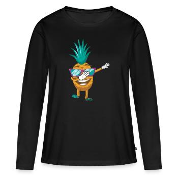 Abtupfendes Ananas-sonnenbrillen-design Für Den - Frauen Premium Bio Langarmshirt - Schwarz - Vorne - Julia (174cm)