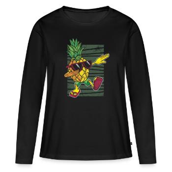 Abtupfendes Ananas-sonnenbrillen-design Für Den - Frauen Premium Bio Langarmshirt - Schwarz - Vorne - Julia (174cm)