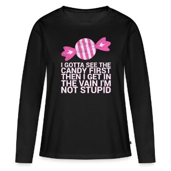 Ich Muss Den Ersten Lustigen Humor Für Erwachsene - Frauen Premium Bio Langarmshirt - Schwarz - Vorne - Julia (174cm)