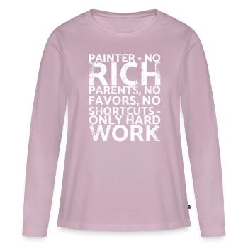 Painter_ Keine Reichen Eltern, Keine - Frauen Premium Bio Langarmshirt - Altrosa - Vorne - Julia (174cm)