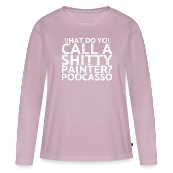 Wie Nennt Man Einen Beschissenen Maler? Poocasso - Frauen Premium Bio Langarmshirt - Altrosa - Vorne - Julia (174cm)
