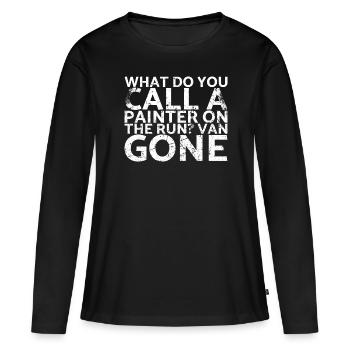 Comment appelle-t-on un peintre en fuite ? Fourgon - T-shirt manches longues Premium bio Femme - noir - Devant - Julia (174cm)