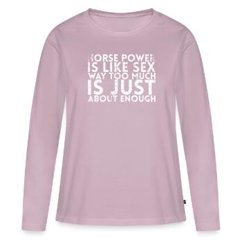J’expire les garanties de conception pour la mécanique - T-shirt manches longues Premium bio Femme - rose poudré - Devant - Julia (174cm)
