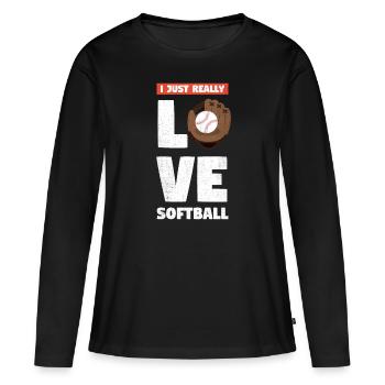 J’adore le design de softball pour - T-shirt manches longues Premium bio Femme - noir - Devant - Julia (174cm)