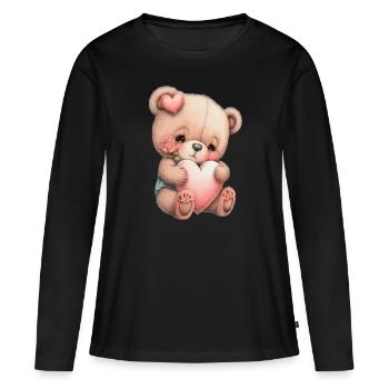 Teddy Bear Cuddly Toy Toy Sleep T-shirt - Women's Premium Organic Long Sleeve Shirt - black - Front - Julia (174cm)