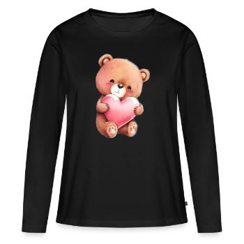 Teddy Bear Cuddly Toy Toy Sleep T-shirt - Women's Premium Organic Long Sleeve Shirt - black - Front - Julia (174cm)