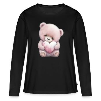 Teddy Bear Cuddly Toy Toy Sleep T-shirt - Women's Premium Organic Long Sleeve Shirt - black - Front - Julia (174cm)