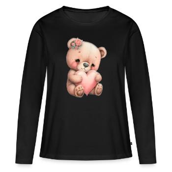 Teddy Bear Cuddly Toy Toy Sleep T-shirt - Women's Premium Organic Long Sleeve Shirt - black - Front - Julia (174cm)