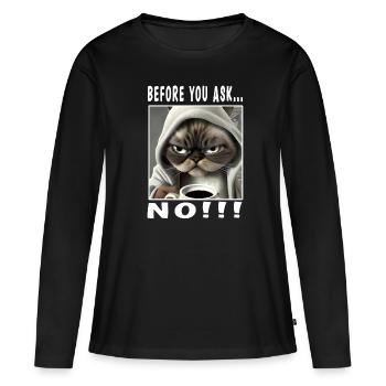 Avant de demander non - T-shirt manches longues Premium bio Femme - noir - Devant - Julia (174cm)
