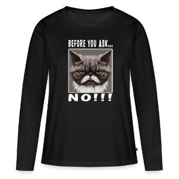 Avant de demander non - T-shirt manches longues Premium bio Femme - noir - Devant - Julia (174cm)