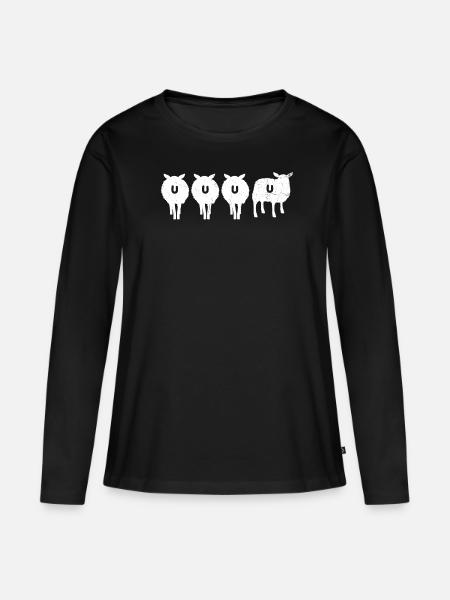 Schafe - Frauen Premium Bio Langarmshirt - Schwarz