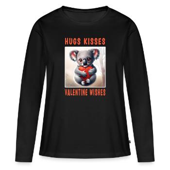 Câlins Bisous et souhaits Valentin - T-shirt manches longues Premium bio Femme - noir - Devant - Julia (174cm)