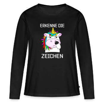 Einhorn Liebe Geschenkidee Geburtstag fabel - Frauen Premium Bio Langarmshirt - Schwarz - Vorne - Julia (174cm)