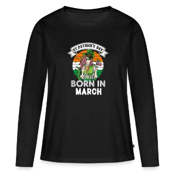 St Paddy’s St Patricksday St Patrick Day - T-shirt manches longues Premium bio Femme - noir - Devant - Julia (174cm)