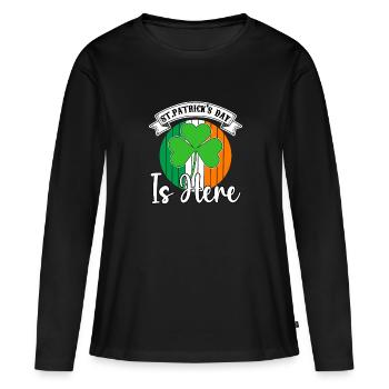 St Paddy’s St Patricksday St Patrick Day - T-shirt manches longues Premium bio Femme - noir - Devant - Julia (174cm)