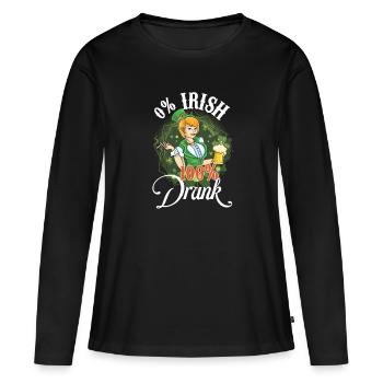 St Paddy’s St Patricksday St Patrick Day - T-shirt manches longues Premium bio Femme - noir - Devant - Julia (174cm)