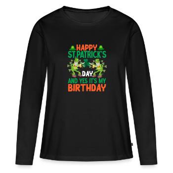 St Paddy’s St Patricksday St Patrick Day - T-shirt manches longues Premium bio Femme - noir - Devant - Julia (174cm)