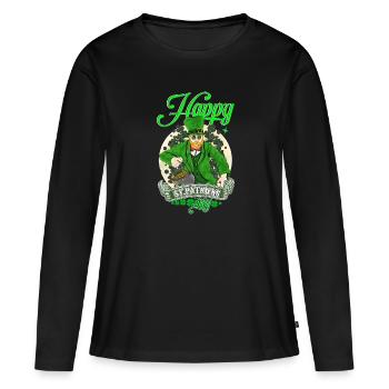 St Paddy’s St Patricksday St Patrick Day - T-shirt manches longues Premium bio Femme - noir - Devant - Julia (174cm)