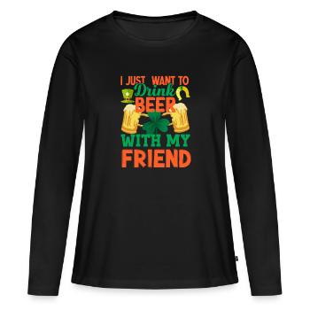 St Paddy’s St Patricksday St Patrick Day - T-shirt manches longues Premium bio Femme - noir - Devant - Julia (174cm)