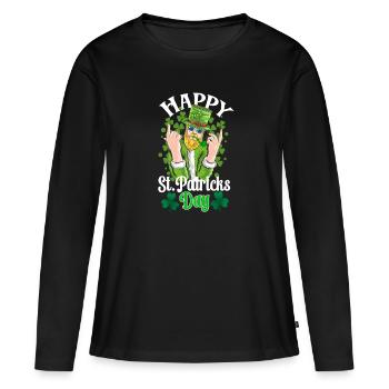 St Paddy’s St Patricksday St Patrick Day - T-shirt manches longues Premium bio Femme - noir - Devant - Julia (174cm)