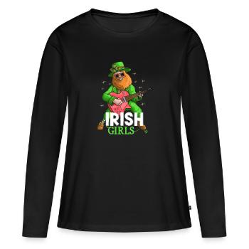 St Paddy’s St Patricksday St Patrick Day - T-shirt manches longues Premium bio Femme - noir - Devant - Julia (174cm)